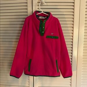 Vineyard Vines Pink Fleece Jacket with Green Trim, NWOT!